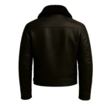 Genuine Leather Aviator Bomber Jacket for Men Black Fur Collar Design