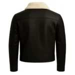 Men's Black Shearling Leather Bomber Jacket Handmade Aviator Coat