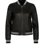 Faux Leather Bomber Jacket Women's Varsity Style Streetwear