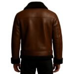 Handmade Brown Shearling Leather Coat Men's Winter Aviator Jacket