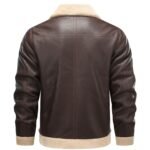 Men’s Brown Shearling Leather Aviator Bomber Jacket Genuine Sheepskin Winter Coat
