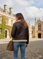 Women's Shearling Aviator B3 Real Sheepskin Bomber Flying Leather Fur Jacket