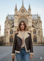 Women's Shearling Aviator B3 Real Sheepskin Bomber Flying Leather Fur Jacket