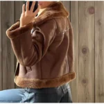 Women's Brown Shearling Leather Jacket Real Sheepskin Shearling Aviator Style