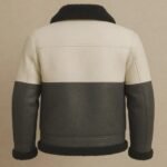 Men’s Black and White Shearling Leather Aviator Jacket