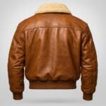 Handcrafted Brown bomber Leather jacket with Shearling Colla Real Sheepskin Men’s Aviator Coat Pilot Style