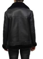 Women’s Shearling Biker Jacket Aviator Moto Leather Jacket