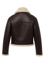 Handmade Women's Brown Shearling Leather Aviator Bomber Jacket