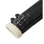 Handmade Black Shearling Aviator Jacket Sheepskin Leather Coat - Image 4