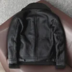Men's Black Shearling Aviator Jacket Lambskin Leather Bomber Coat
