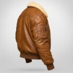 Handcrafted Brown bomber Leather jacket with Shearling Colla Real Sheepskin Men’s Aviator Coat Pilot Style - Image 2