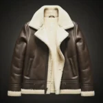 Men's Real Leather RAF Aviator Bomber Shearling Fur Brown Jacket
