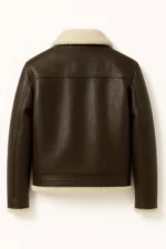 Men’s Genuine Shearling Leather Jacket Dark Brown Aviator Style
